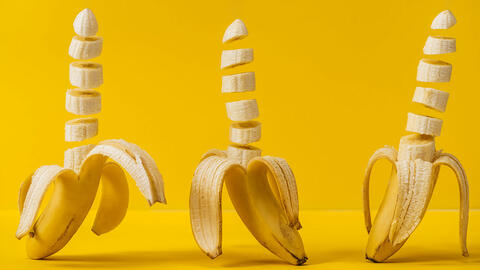 Tre bananer i skiver