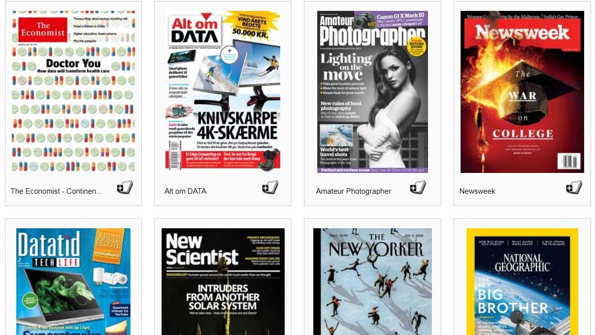 skærmbillede af forskellige gratis magasiner rb digital