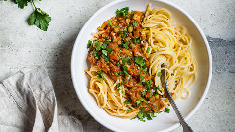 Bolognese med grønne linser