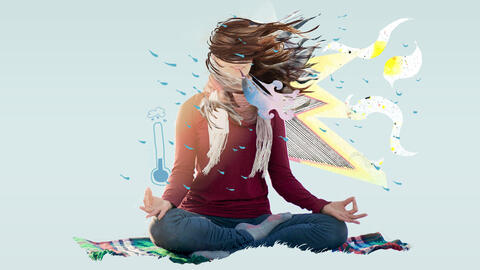 Illustration af kvinde i kulde