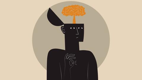 Illustration af hjerne der hopper op af hoved