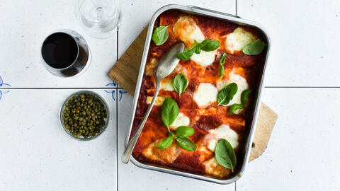 Cannelloni i fad med frysegrønt