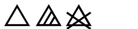 symboler der viser hvordan man skal blege tøj