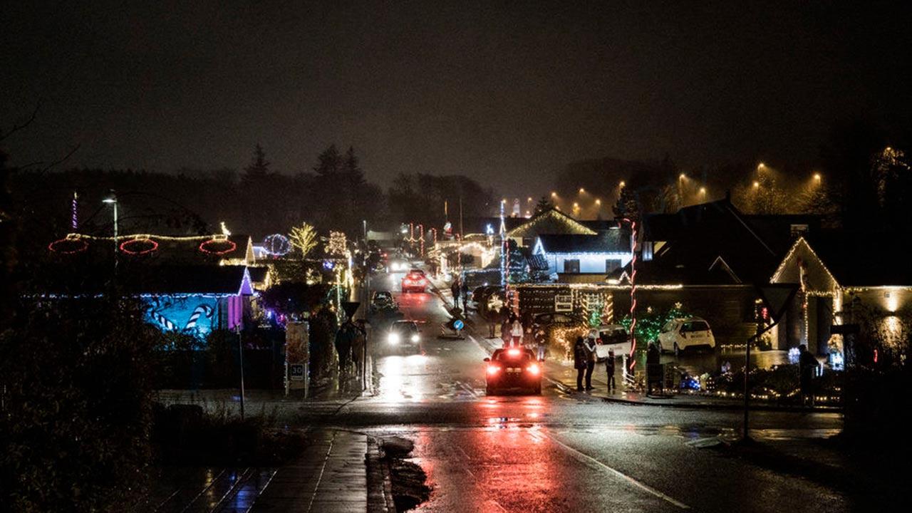 Elektrisk julelys ved dansk provinsby