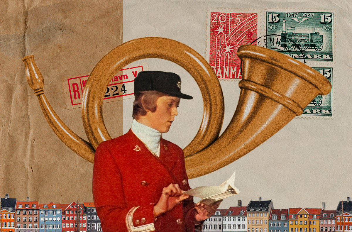 Postbud med rød jakke 